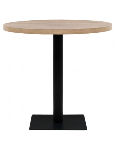 Tavolo Bistrot in MDF e Acciaio Rotondo 80x75 cm Colore Rovere