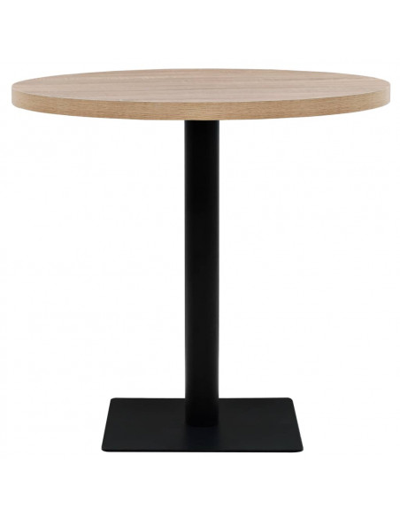 Tavolo Bistrot in MDF e Acciaio Rotondo 80x75 cm Colore Rovere