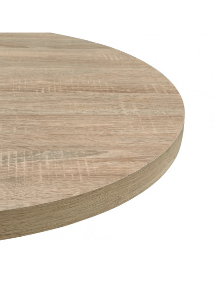 Tavolo Bistrot in MDF e Acciaio Rotondo 80x75 cm Colore Rovere