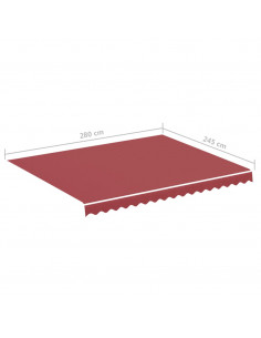Tessuto di Ricambio per Tenda da Sole Rosso Borgogna 3x2,5 m