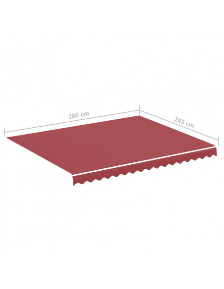 Tessuto di Ricambio per Tenda da Sole Rosso Borgogna 3x2,5 m