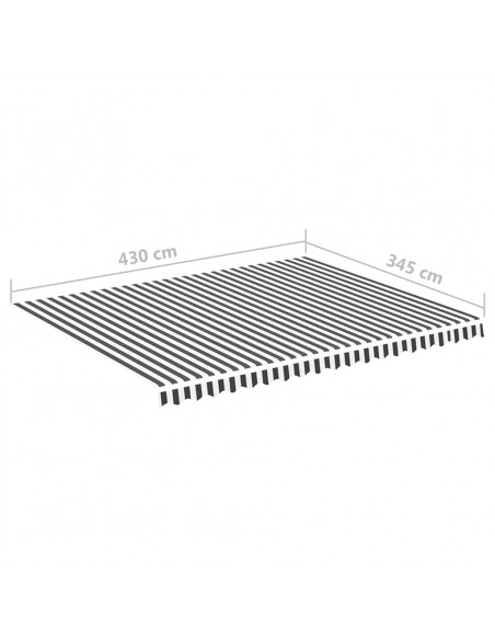 Tessuto di Ricambio Tenda da Sole Antracite e Bianco 4,5x3,5 m