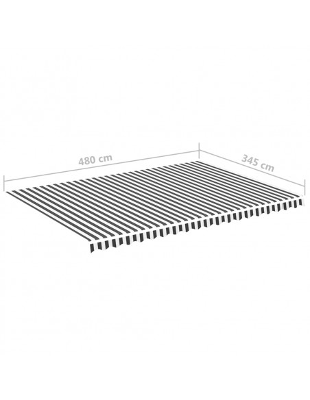 Tessuto di Ricambio Tenda da Sole Antracite e Bianco 5x3,5 m