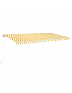 Tenda da Sole Retrattile Manuale LED 600x350 cm Giallo Bianco 2