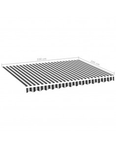 Tessuto Ricambio per Tenda da Sole Antracite e Bianco 3,5x2,5 m