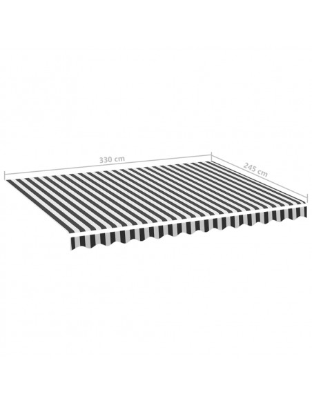 Tessuto Ricambio per Tenda da Sole Antracite e Bianco 3,5x2,5 m