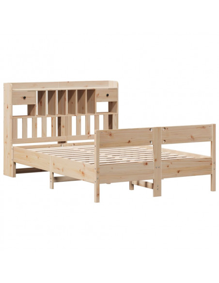 Letto Libreria senza Materasso 160x200 cm in Legno di Pino