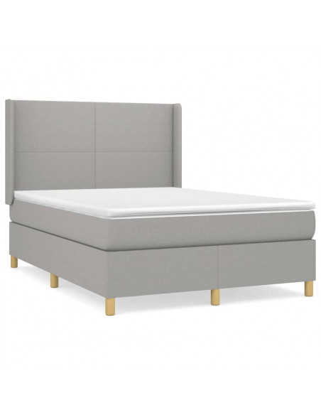 Giroletto a Molle con Materasso Grigio Chiaro 140x200cm Tessuto
