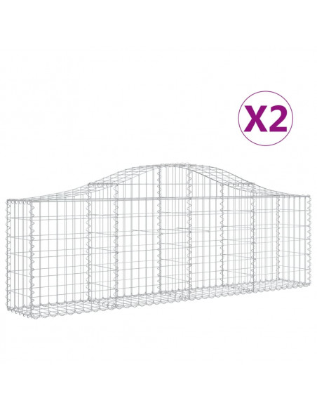 Cesti Gabbioni ad Arco 2 pz 200x30x60/80 cm Ferro Zincato