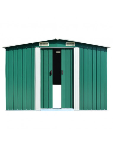 Casetta da Giardino 257x298x178 cm in Metallo Verde
