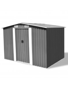 Capanno per Attrezzi in Metallo Grigio 257x205x178 cm 2