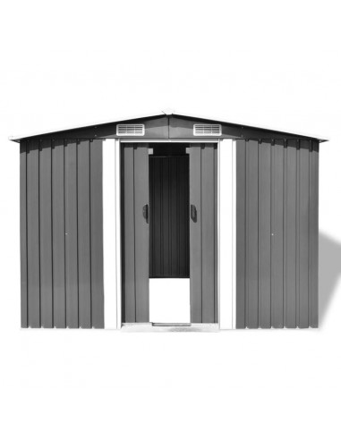 Capanno per Attrezzi in Metallo Grigio 257x205x178 cm