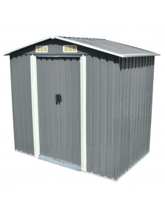 Capanno per Attrezzi in Metallo Grigio 204x132x186 cm 2