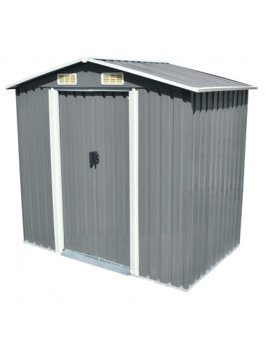 Capanno per Attrezzi in Metallo Grigio 204x132x186 cm