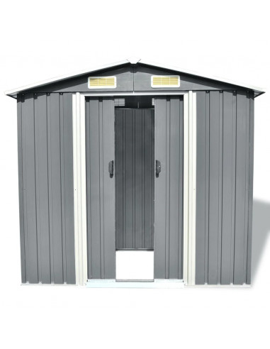 Capanno per Attrezzi in Metallo Grigio 204x132x186 cm