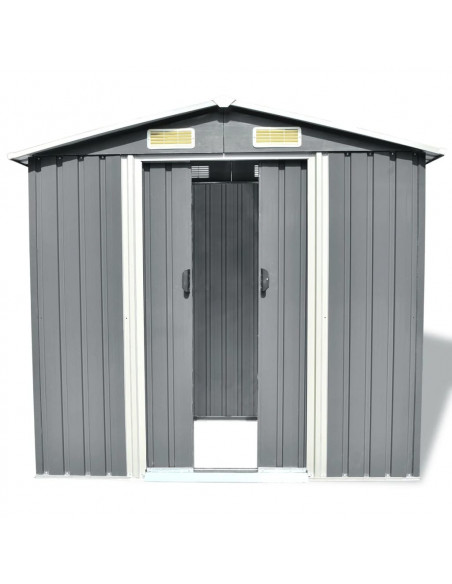 Capanno per Attrezzi in Metallo Grigio 204x132x186 cm