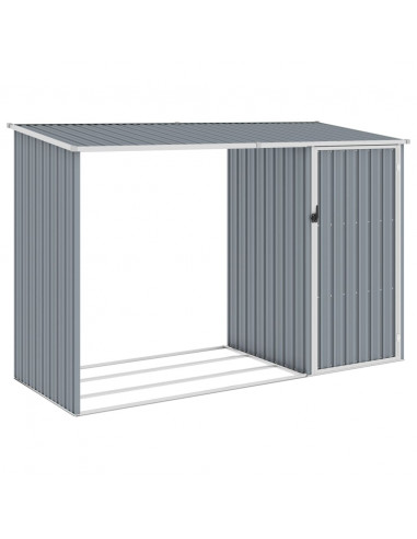 Capanno per Legna Grigio 245x98x159 cm in Acciaio Zincato