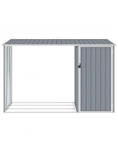 Capanno per Legna Grigio 245x98x159 cm in Acciaio Zincato