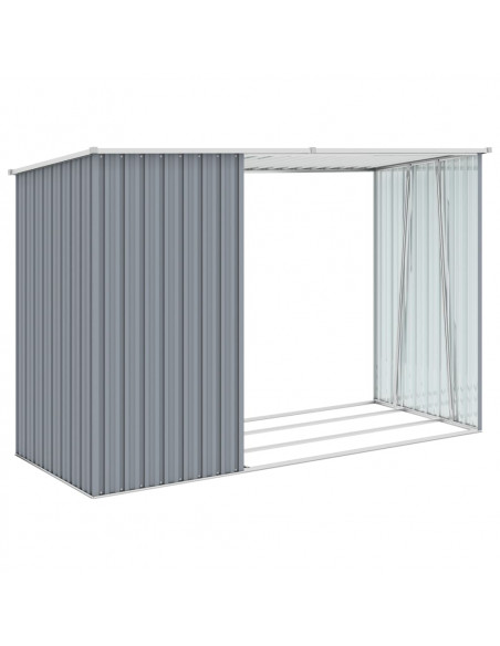 Capanno per Legna Grigio 245x98x159 cm in Acciaio Zincato