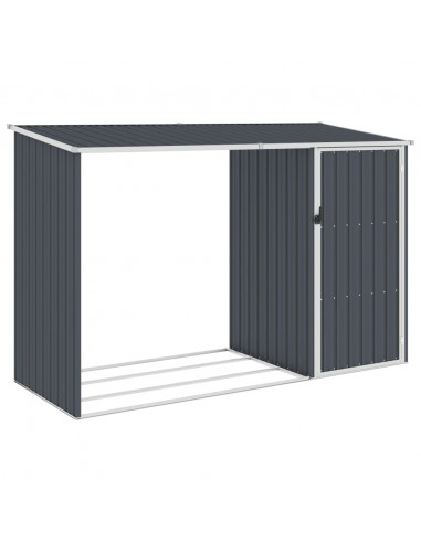 Capanno per Legna Antracite 245x98x159 cm in Acciaio Zincato