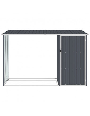 Capanno per Legna Antracite 245x98x159 cm in Acciaio Zincato