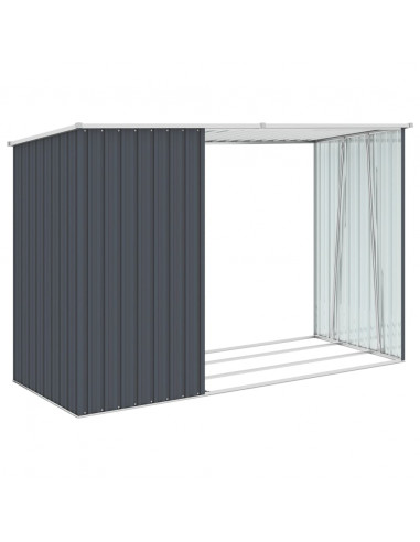 Capanno per Legna Antracite 245x98x159 cm in Acciaio Zincato