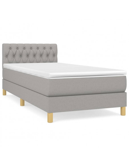 Giroletto a Molle con Materasso Grigio Chiaro 80x200 cm Tessuto