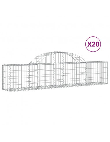 Cesti Gabbioni ad Arco 20 pz 200x30x40/60 cm Ferro Zincato