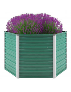 Letto Rialzato Giardino in Acciaio Zincato 129x129x77 cm Verde 2