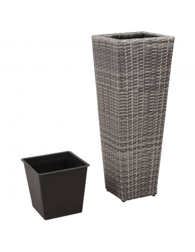 Letti Rialzati da Giardino 3 pz in Polyrattan Grigio