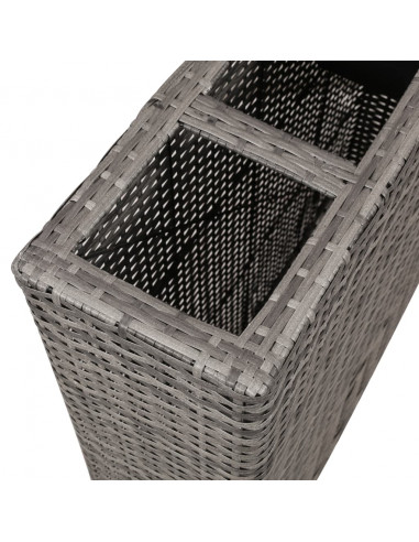 Letto Rialzato da Giardino con 4 Vasi in Polyrattan Grigio