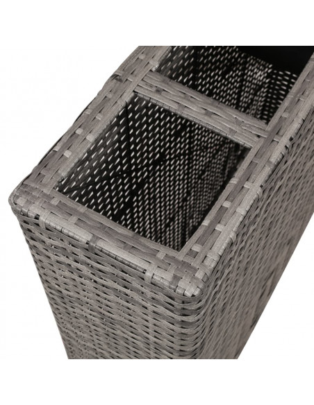 Letto Rialzato da Giardino con 4 Vasi in Polyrattan Grigio