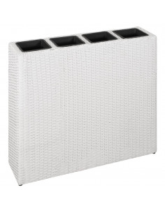 Letto Rialzato da Giardino con 4 Vasi in Polyrattan Bianco 2