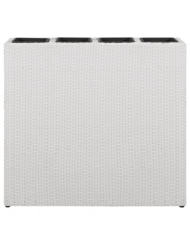 Letto Rialzato da Giardino con 4 Vasi in Polyrattan Bianco