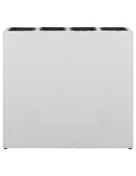 Letto Rialzato da Giardino con 4 Vasi in Polyrattan Bianco