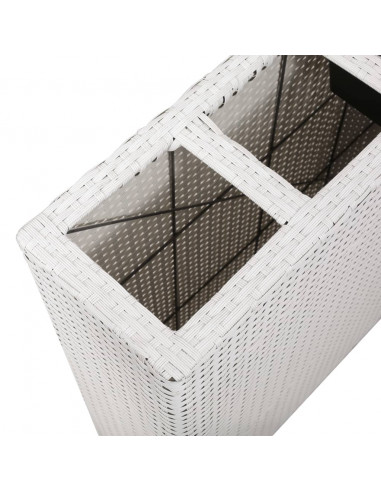 Letto Rialzato da Giardino con 4 Vasi in Polyrattan Bianco