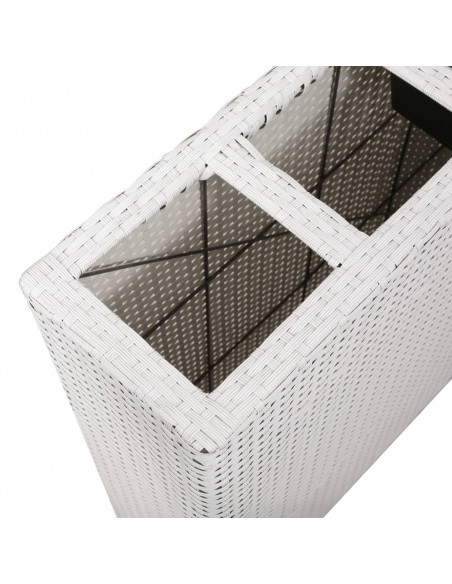 Letto Rialzato da Giardino con 4 Vasi in Polyrattan Bianco