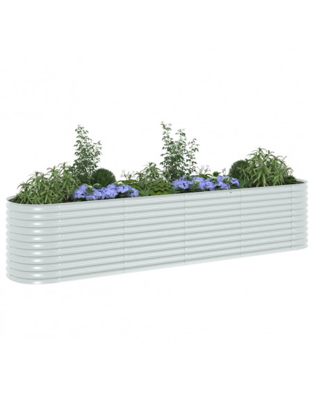 Letto Rialzato Giardino 400x80x81 cm in Acciaio Zincato Argento