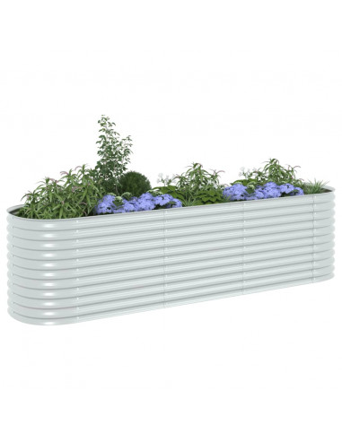 Letto Rialzato Giardino 320x80x81 cm in Acciaio Zincato Argento