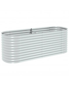 Letto Rialzato Giardino 240x80x81 cm in Acciaio Zincato Argento 2