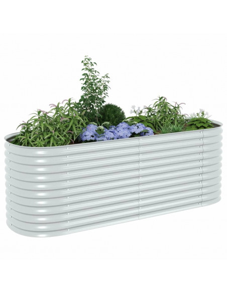 Letto Rialzato Giardino 240x80x81 cm in Acciaio Zincato Argento