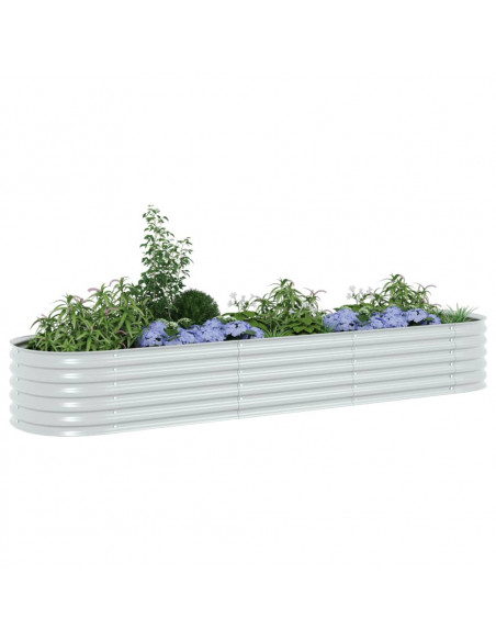 Letto Rialzato Giardino 320x80x44 cm in Acciaio Zincato Argento