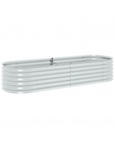 Letto Rialzato Giardino 240x80x44 cm in Acciaio Zincato Argento 2