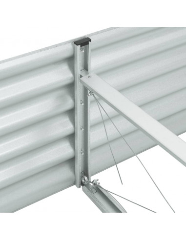 Letto Rialzato Giardino 240x80x44 cm in Acciaio Zincato Argento