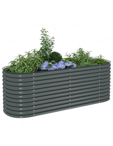 Letto Rialzato Giardino 240x80x81 cm in Acciaio Zincato Grigio