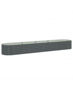 Letto Rialzato Giardino 400x80x44 cm in Acciaio Zincato Grigio 2