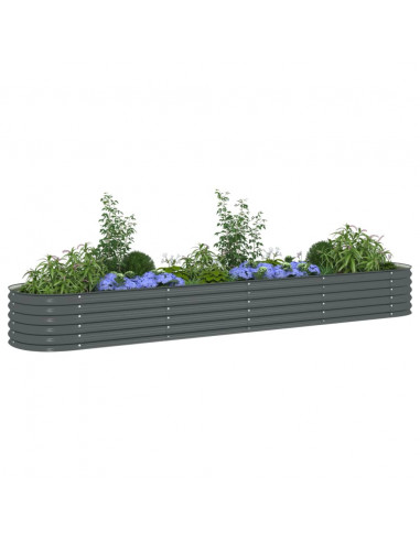 Letto Rialzato Giardino 400x80x44 cm in Acciaio Zincato Grigio