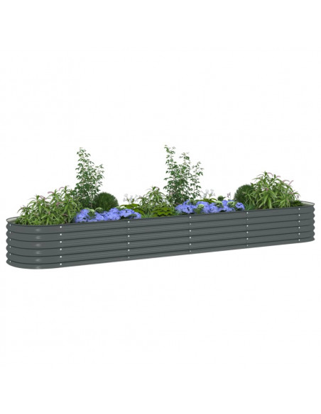 Letto Rialzato Giardino 400x80x44 cm in Acciaio Zincato Grigio