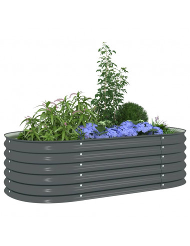 Letto Rialzato Giardino 160x80x44 cm in Acciaio Zincato Grigio
