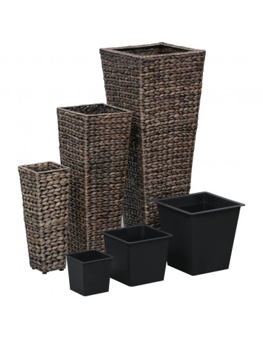 Letti Rialzati da Giardino 3 pz in Giacinto Marrone Scuro